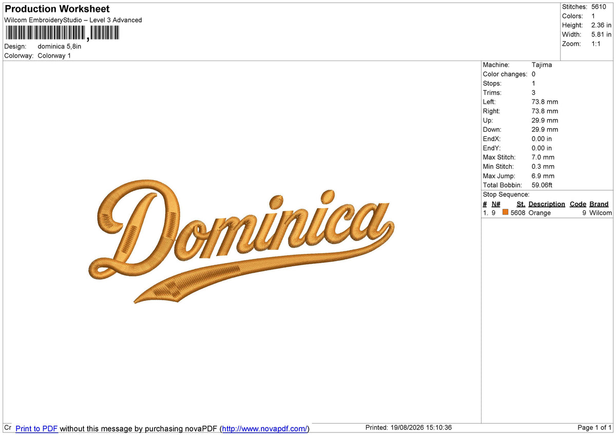 Dominica Embroidery File 6 size