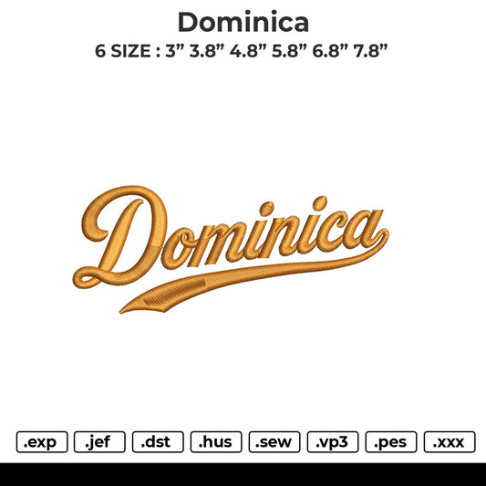 Dominica Embroidery File 6 size
