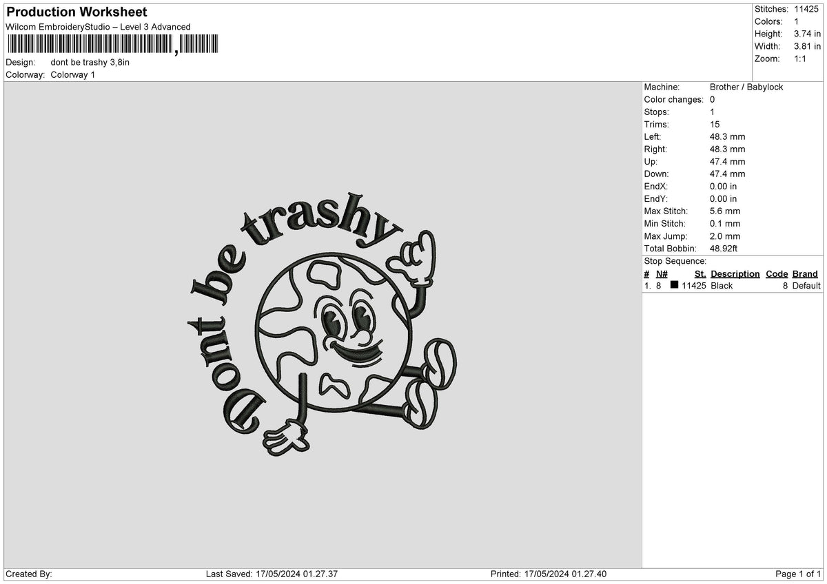Earth1705 Embroidery File 6 sizes