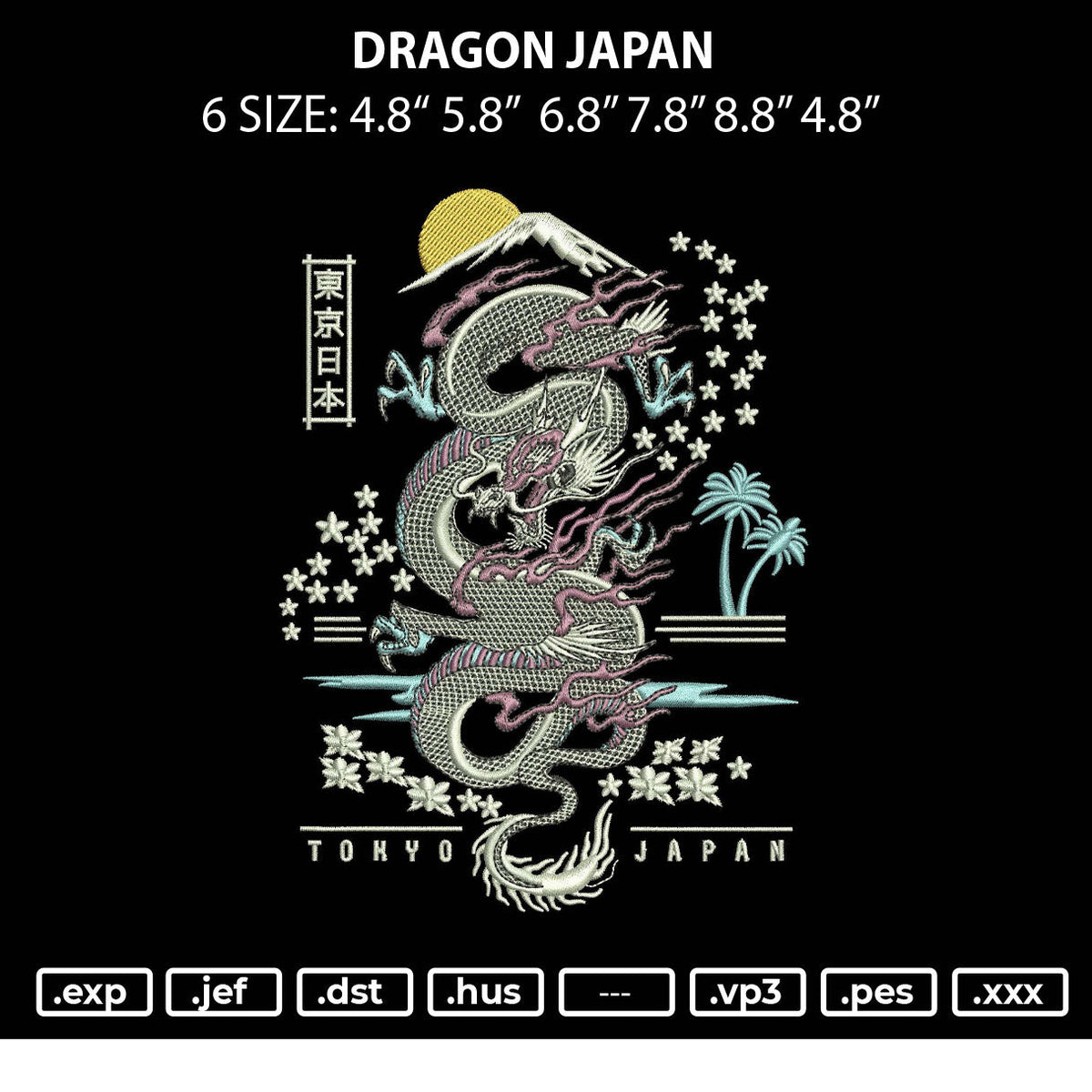 Dragon Japan Embroidery File 6 sizes