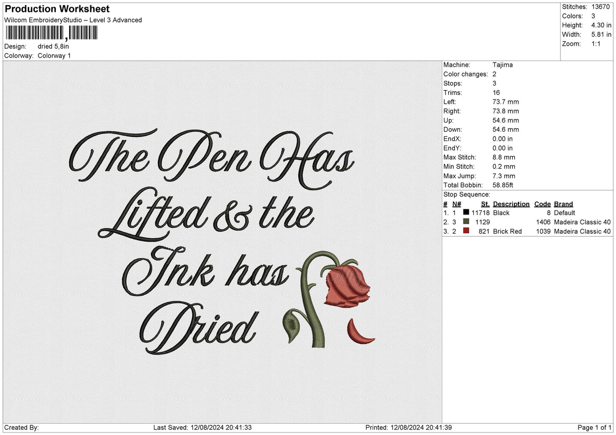 Dried Embroidery File 6 size
