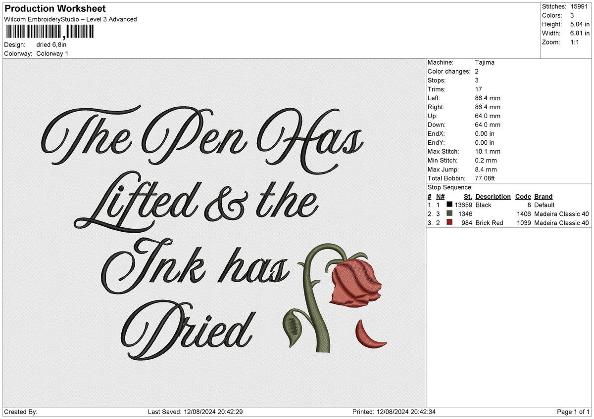 Dried Embroidery File 6 size