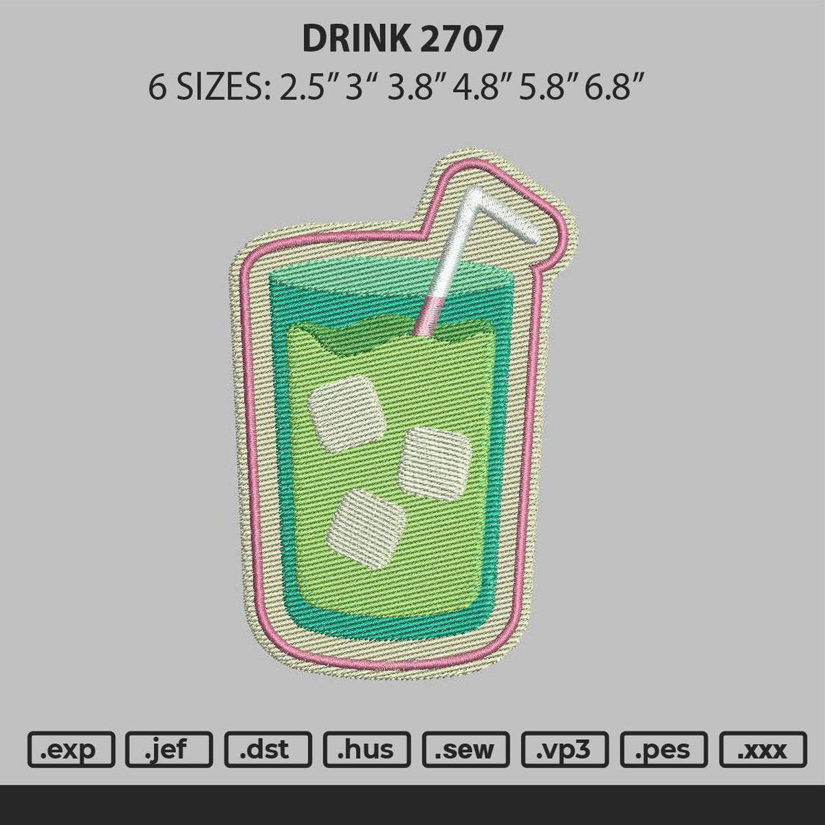 Drink 2707 Embroidery File 6 sizes
