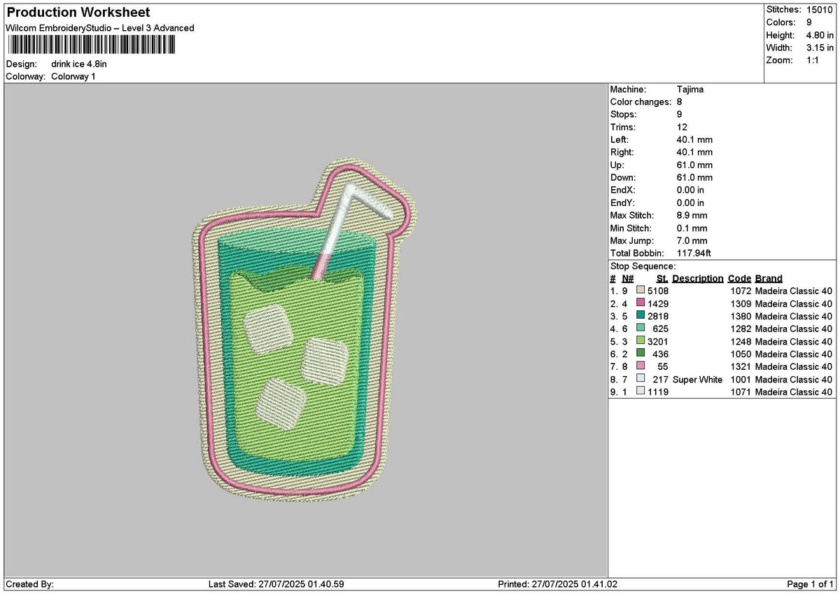 Drink 2707 Embroidery File 6 sizes