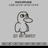 Duck Applique Embroidery File 6 sizes