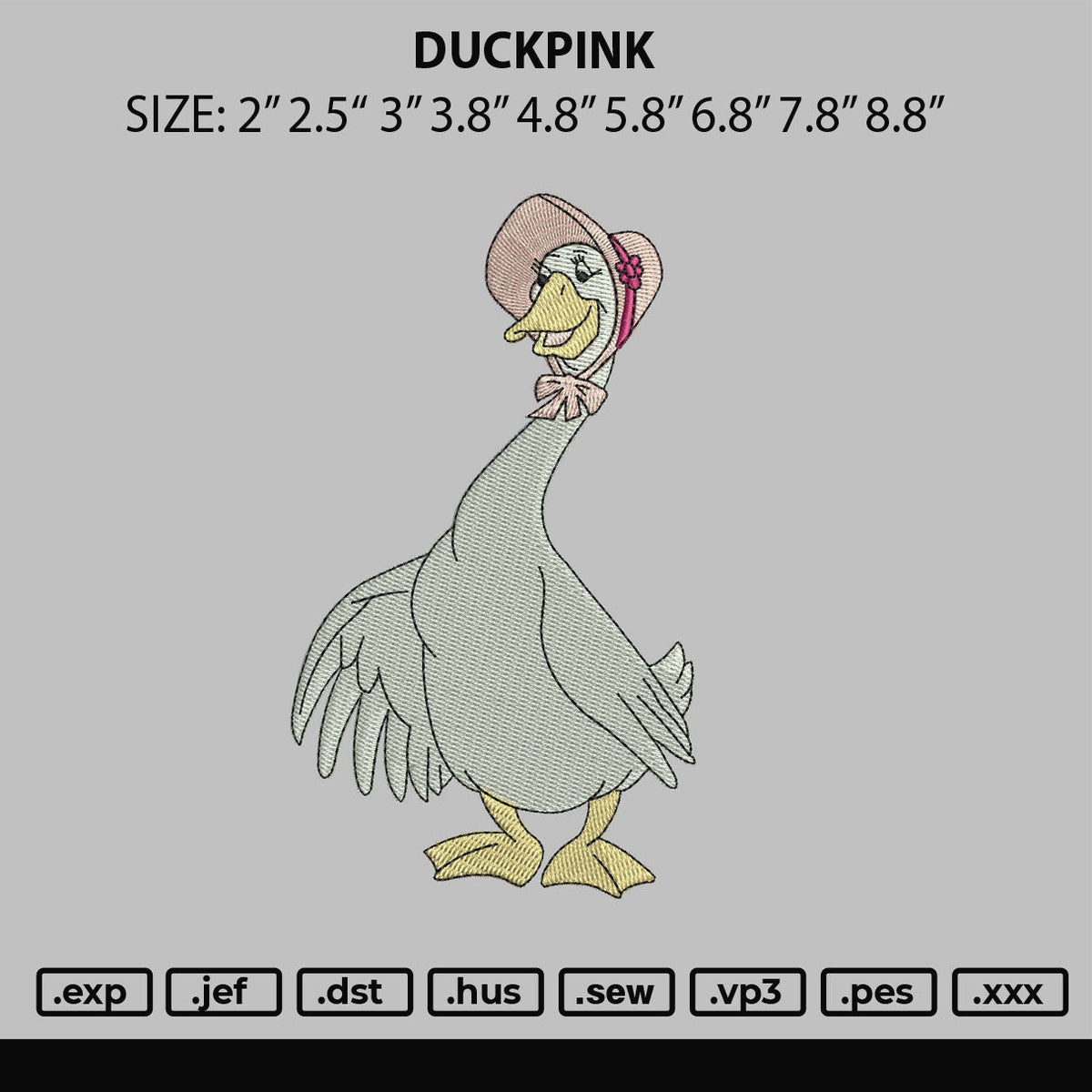Duckpink Embroidery File 6 sizes