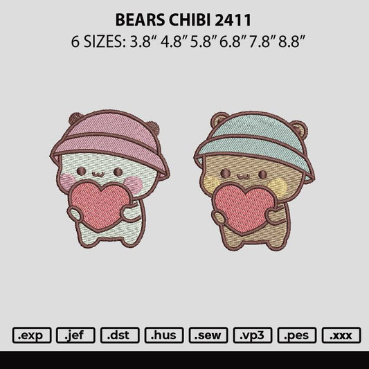 Bears Chibi 2411 Embroidery File 6 sizes