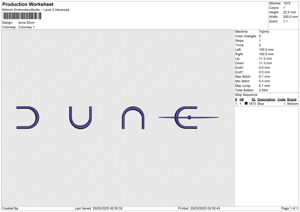 Dune Embroidery File 6 size
