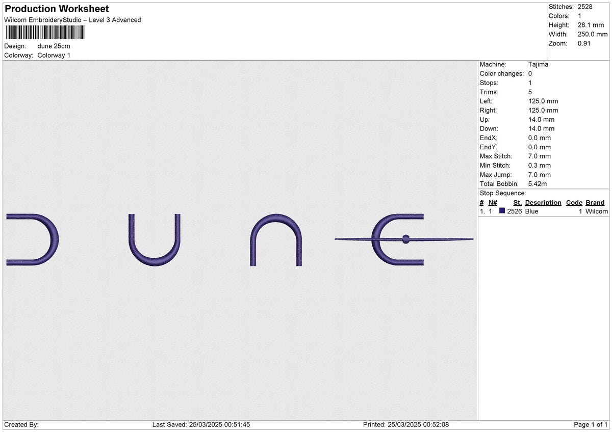 Dune Embroidery File 6 size