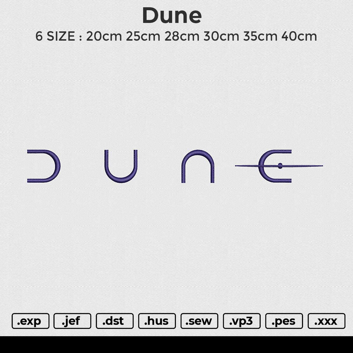 Dune Embroidery File 6 size