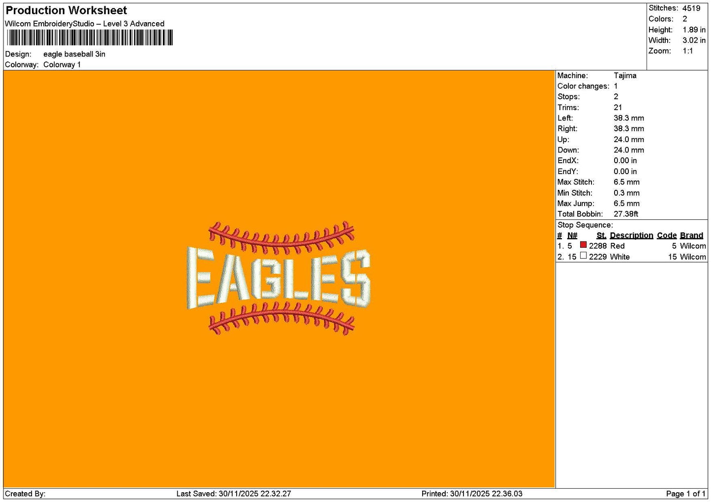Eaglestext 3011 Embroidery File 6 sizes