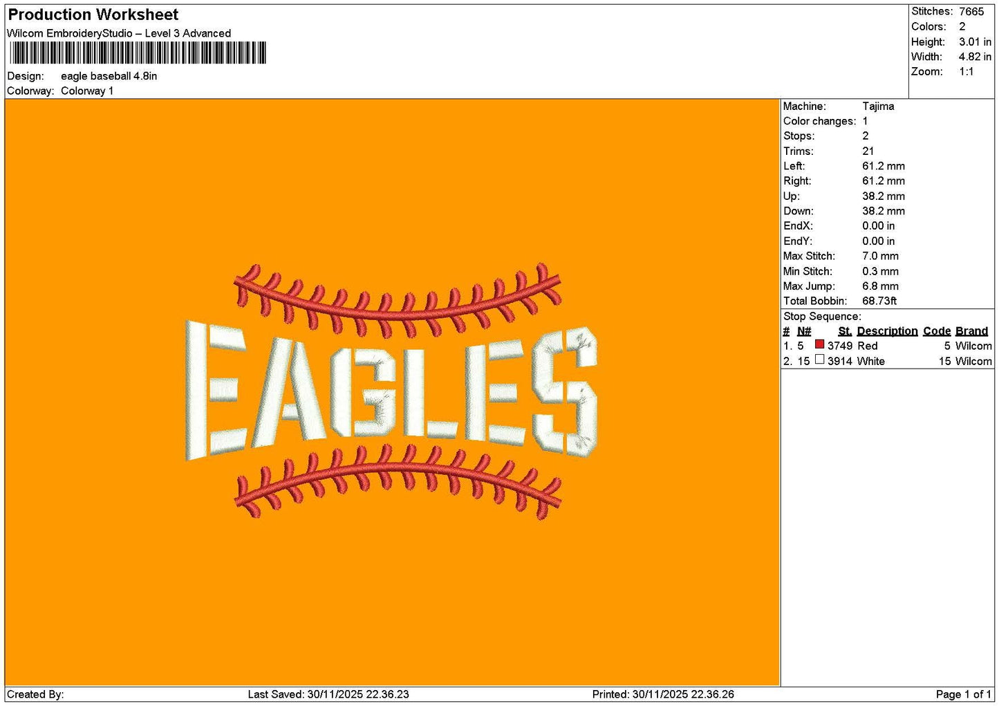 Eaglestext 3011 Embroidery File 6 sizes