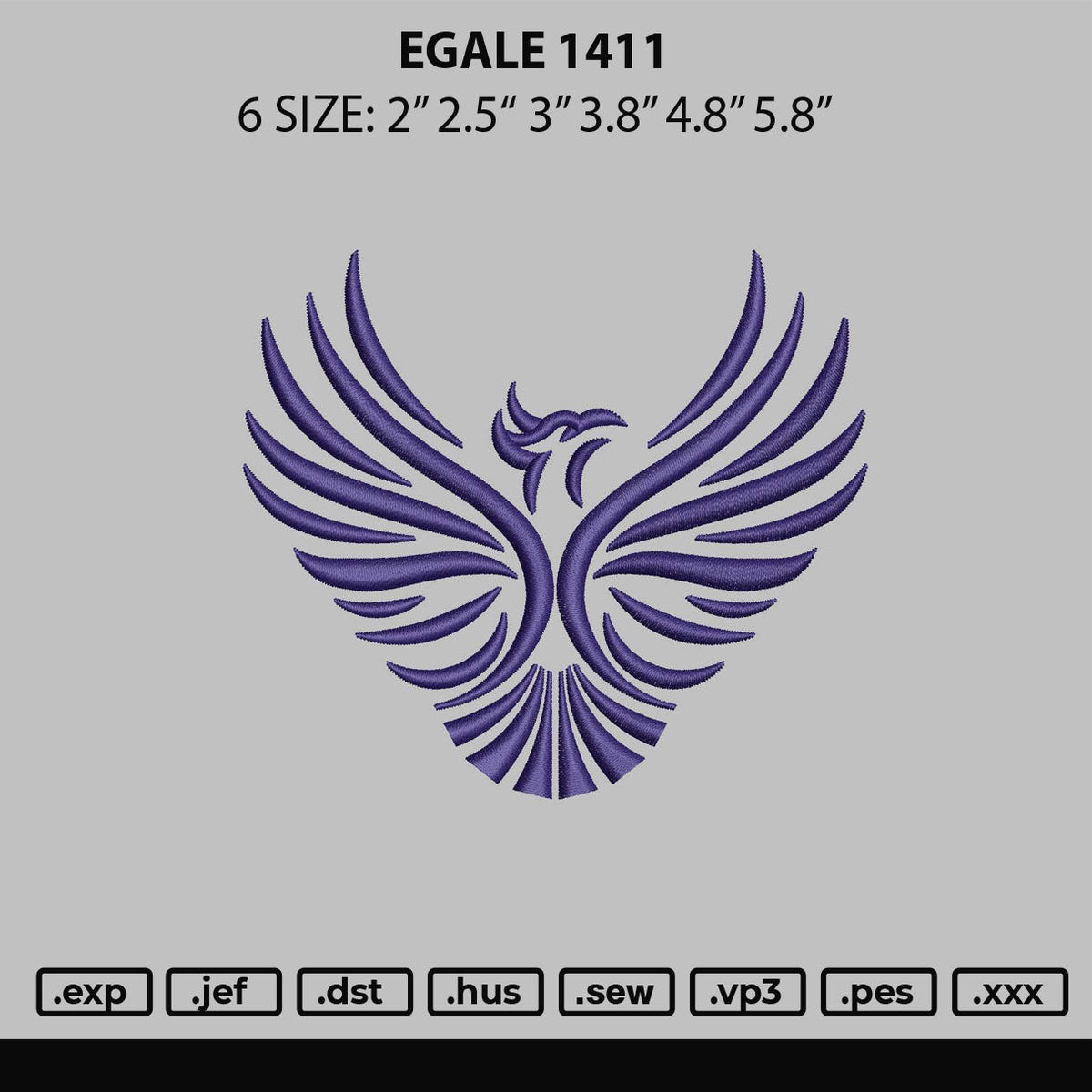Eagle 1411 Embroidery File 6 sizes