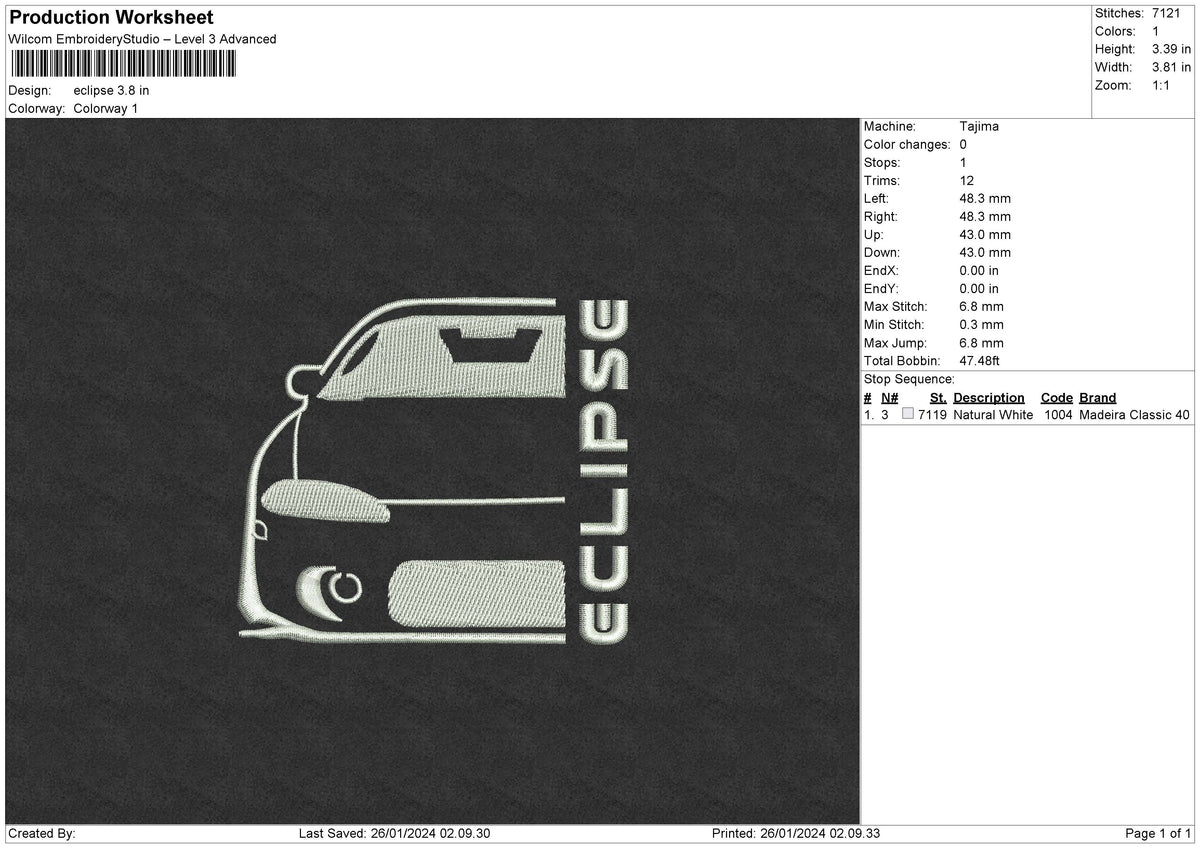 Eclipse Embroidery File 6 sizes