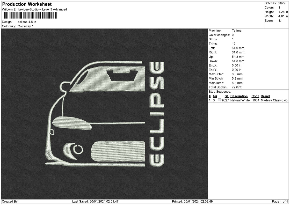 Eclipse Embroidery File 6 sizes