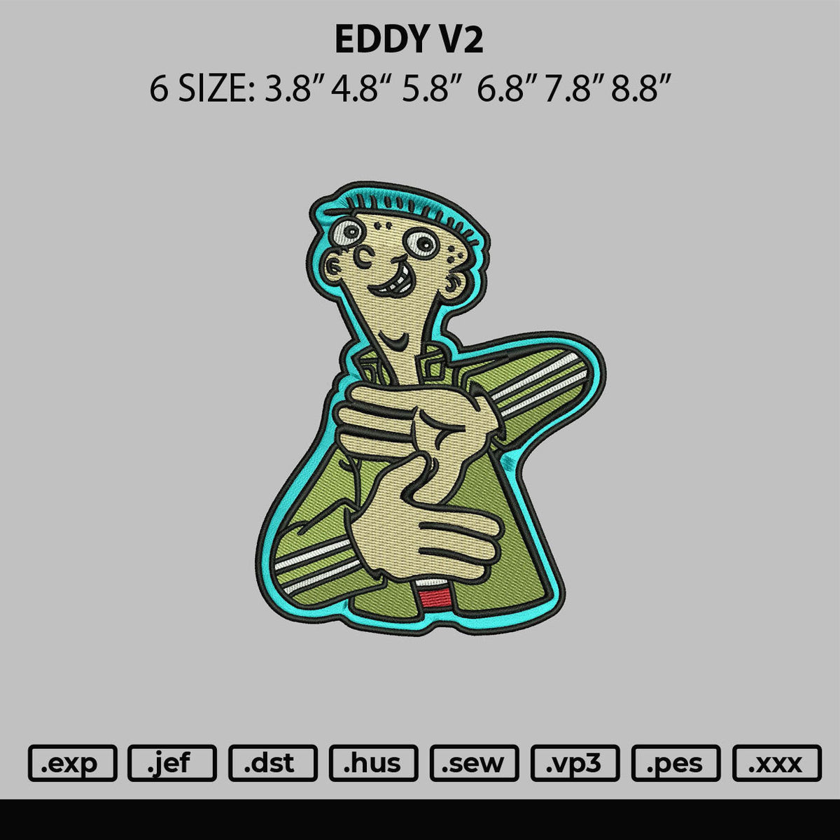 Eddy V2 Embroidery File 6 sizes