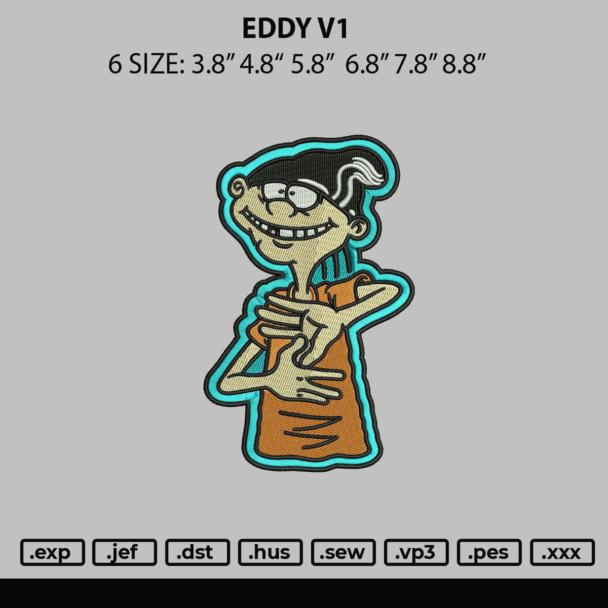 Eddy V1 Embroidery File 6 sizes