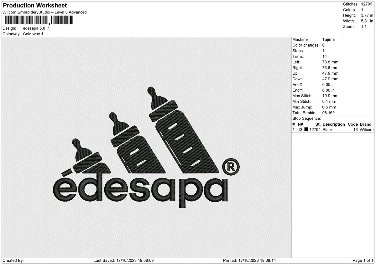 Edesapa Embroidery File 6 size