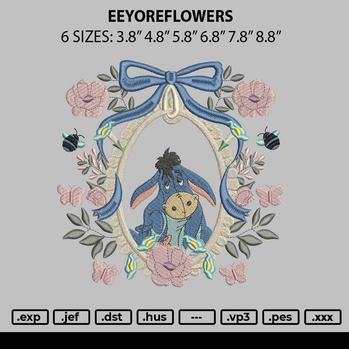 Eeyoreflowers Embroidery File 6 sizes