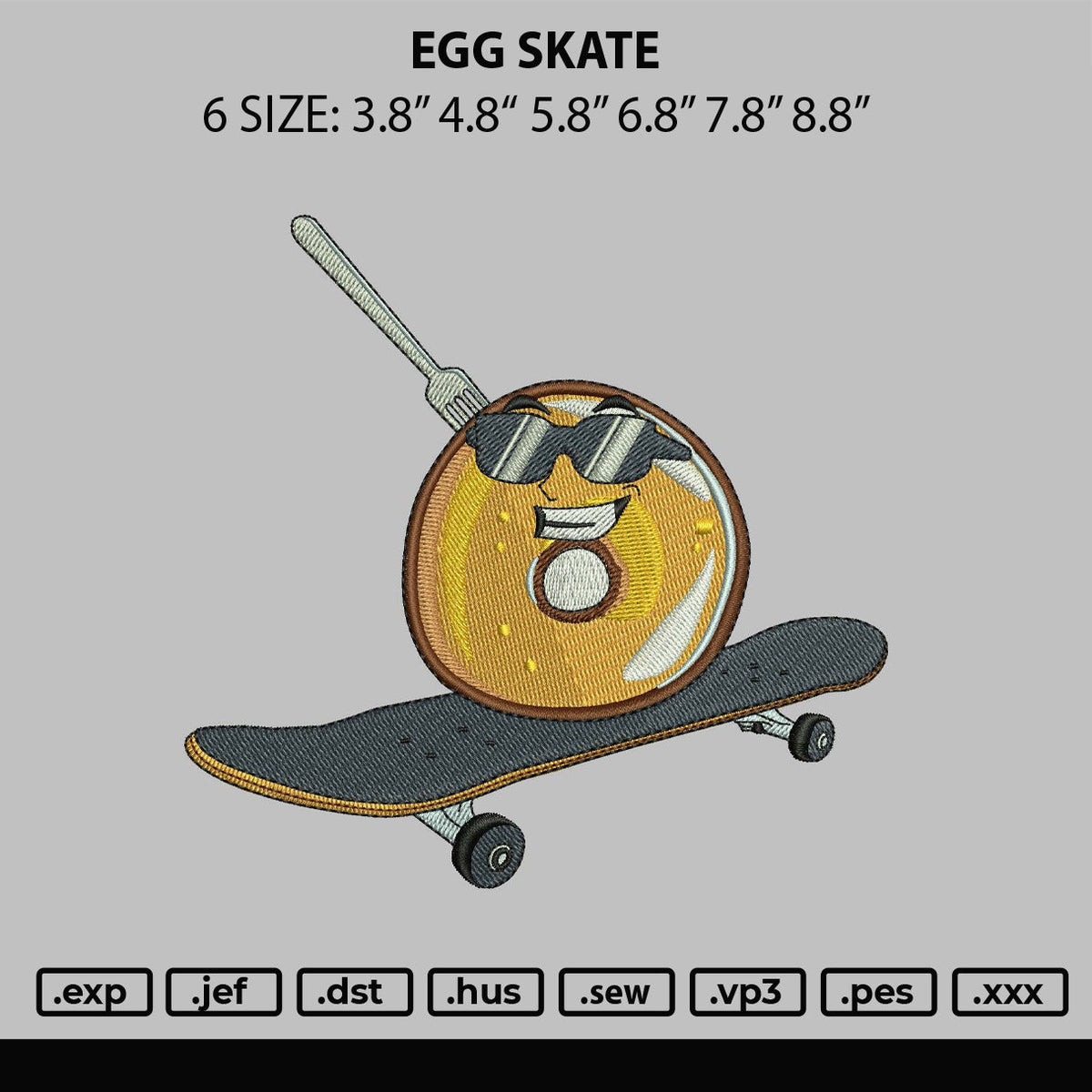 Egg Skate Embroidery File 6 sizes