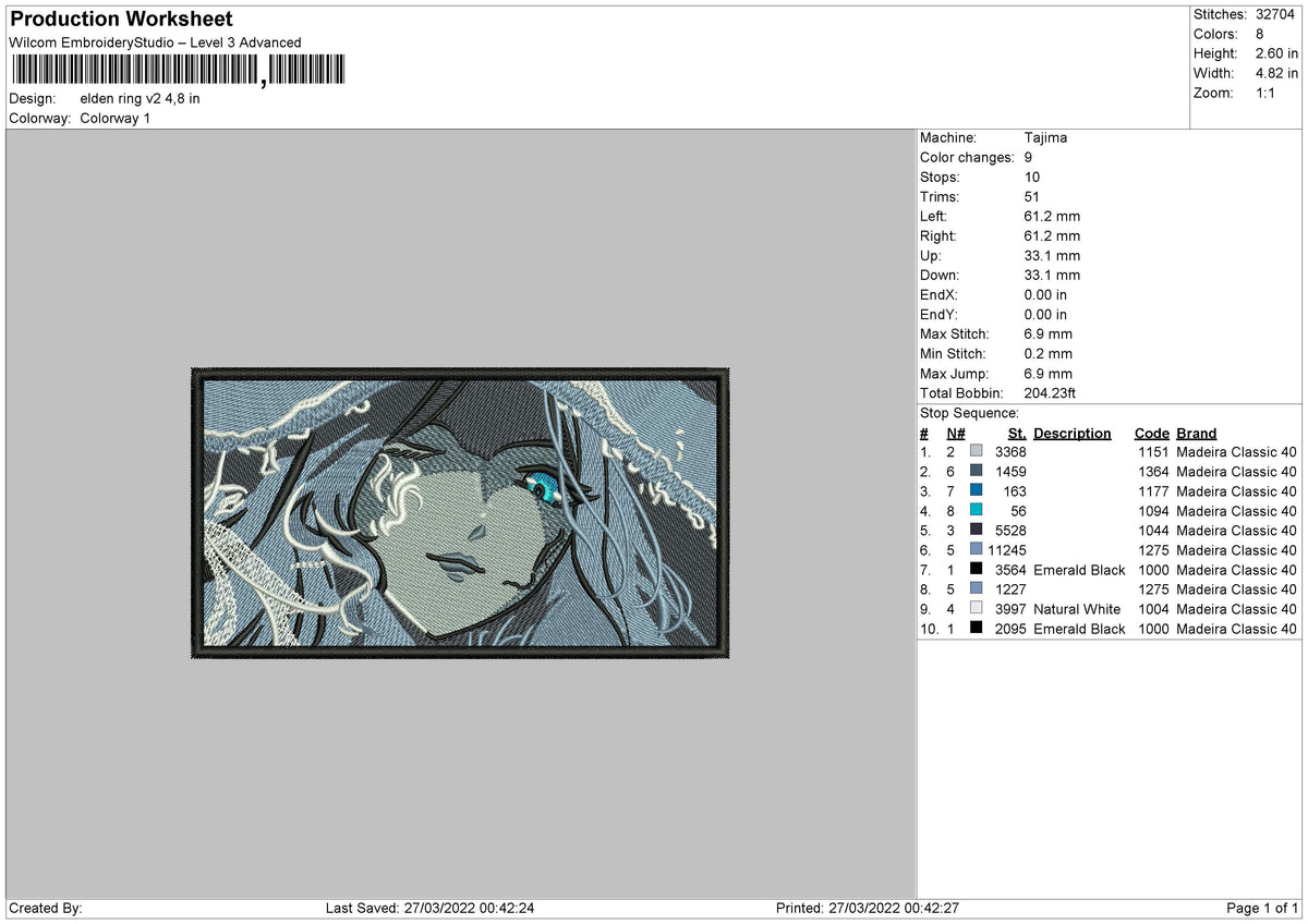 Elden Ring V2 Embroidery File 4 size