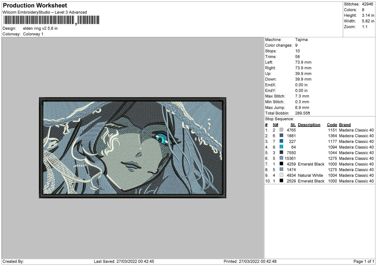 Elden Ring V2 Embroidery File 4 size