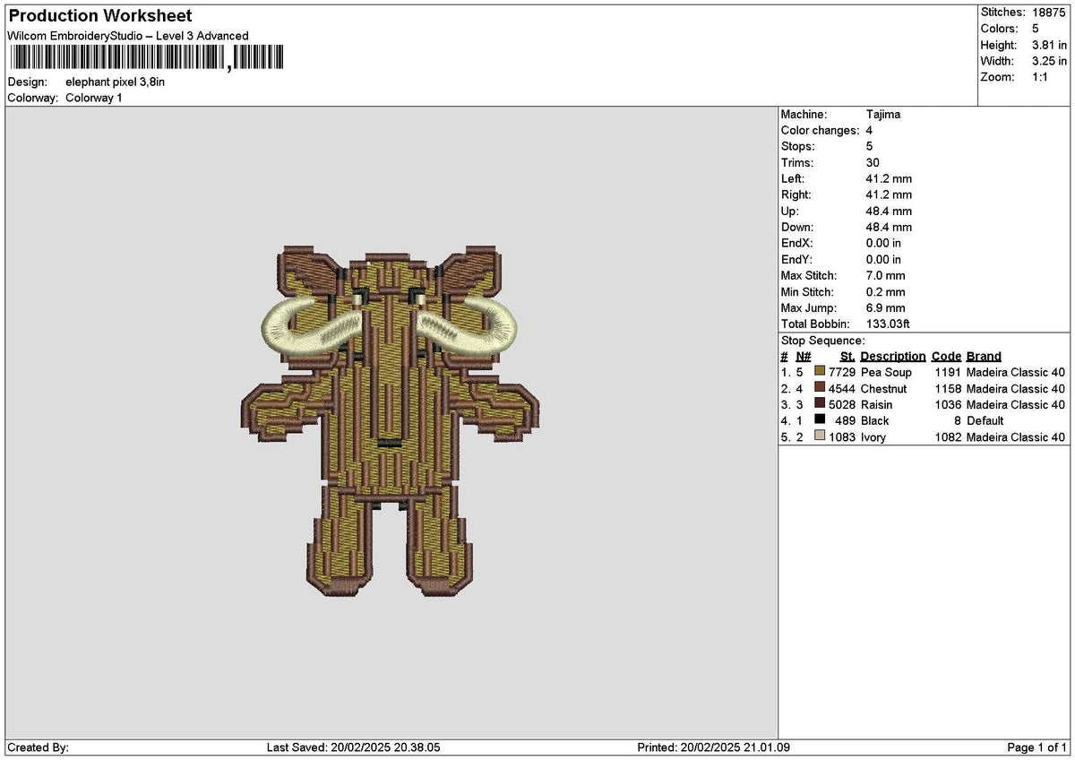 Elephant 01 Embroidery File 6 sizes