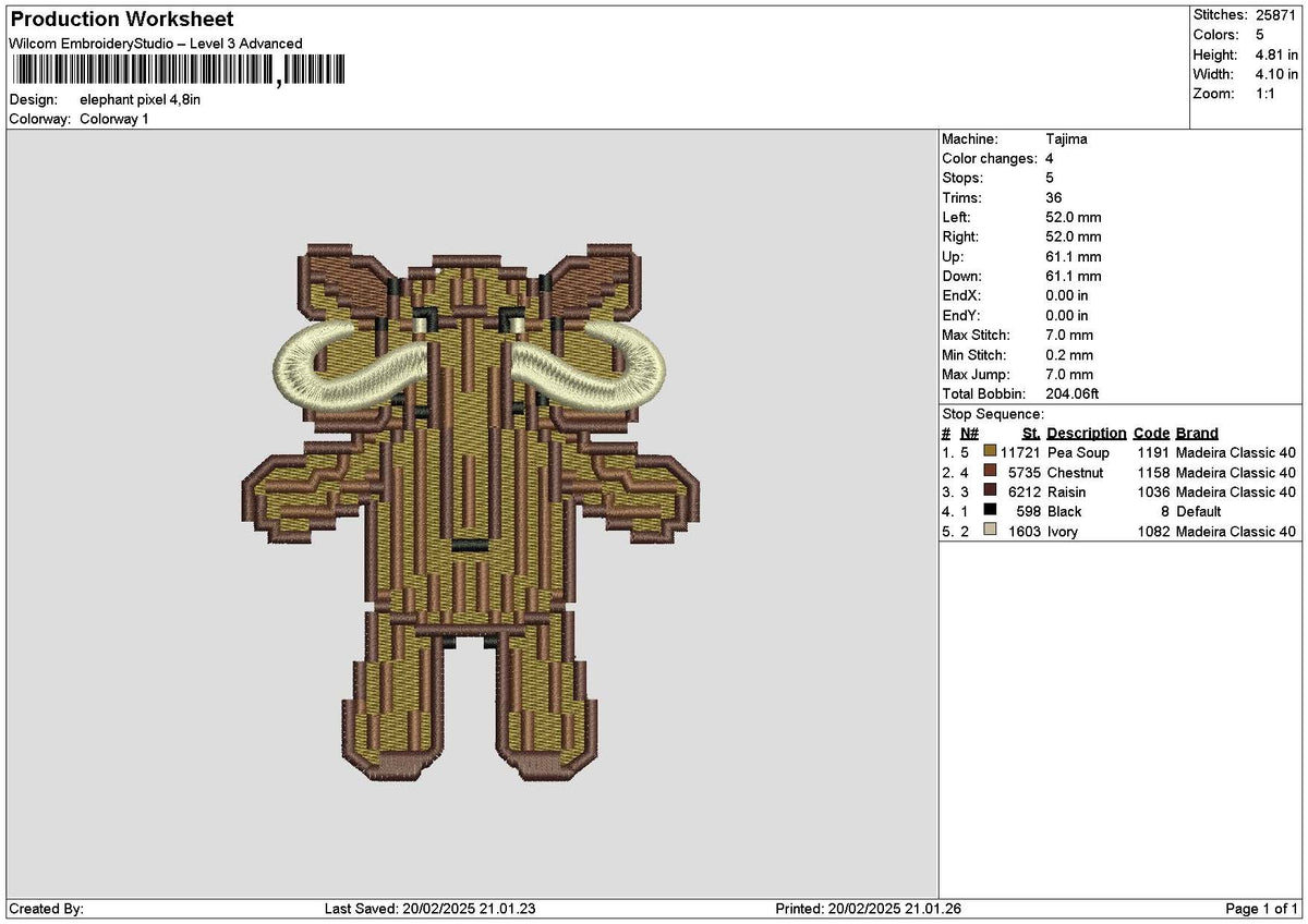 Elephant 01 Embroidery File 6 sizes