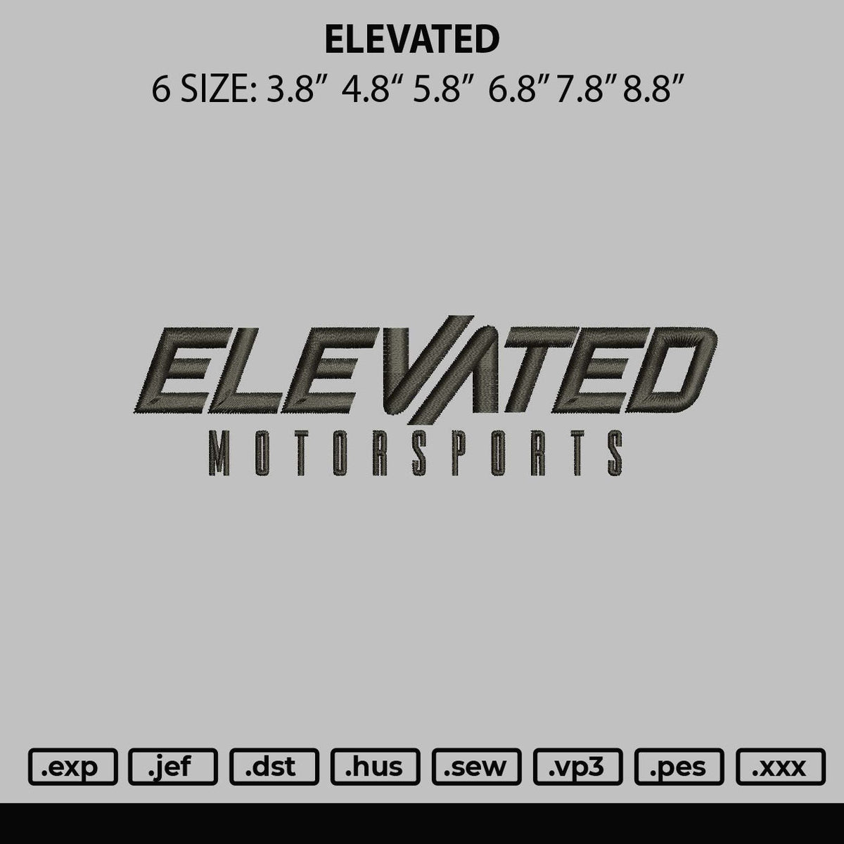Elevated Embroidery File 6 sizes