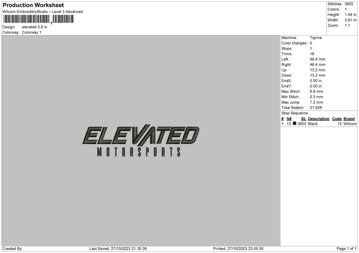 Elevated Embroidery File 6 sizes