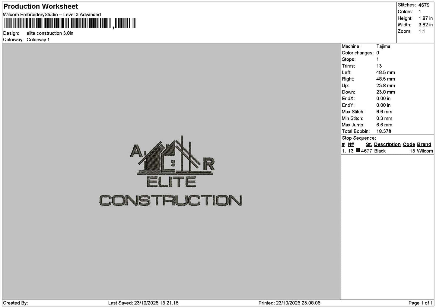 Elitetext 2310 Embroidery File 6 sizes