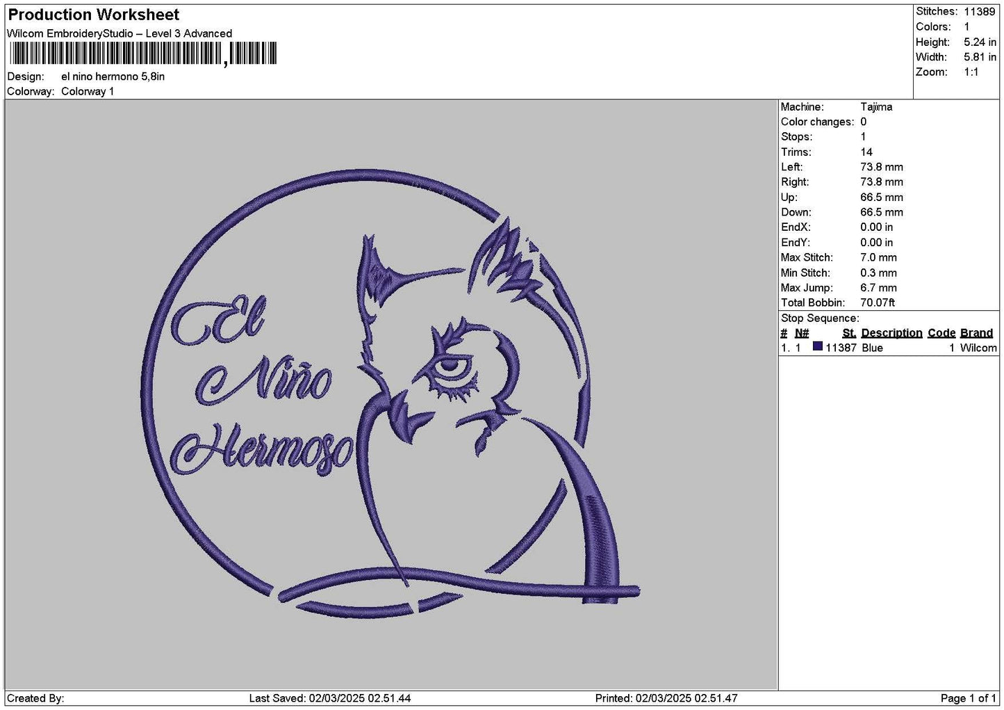 Ninotext Embroidery File 6 sizes