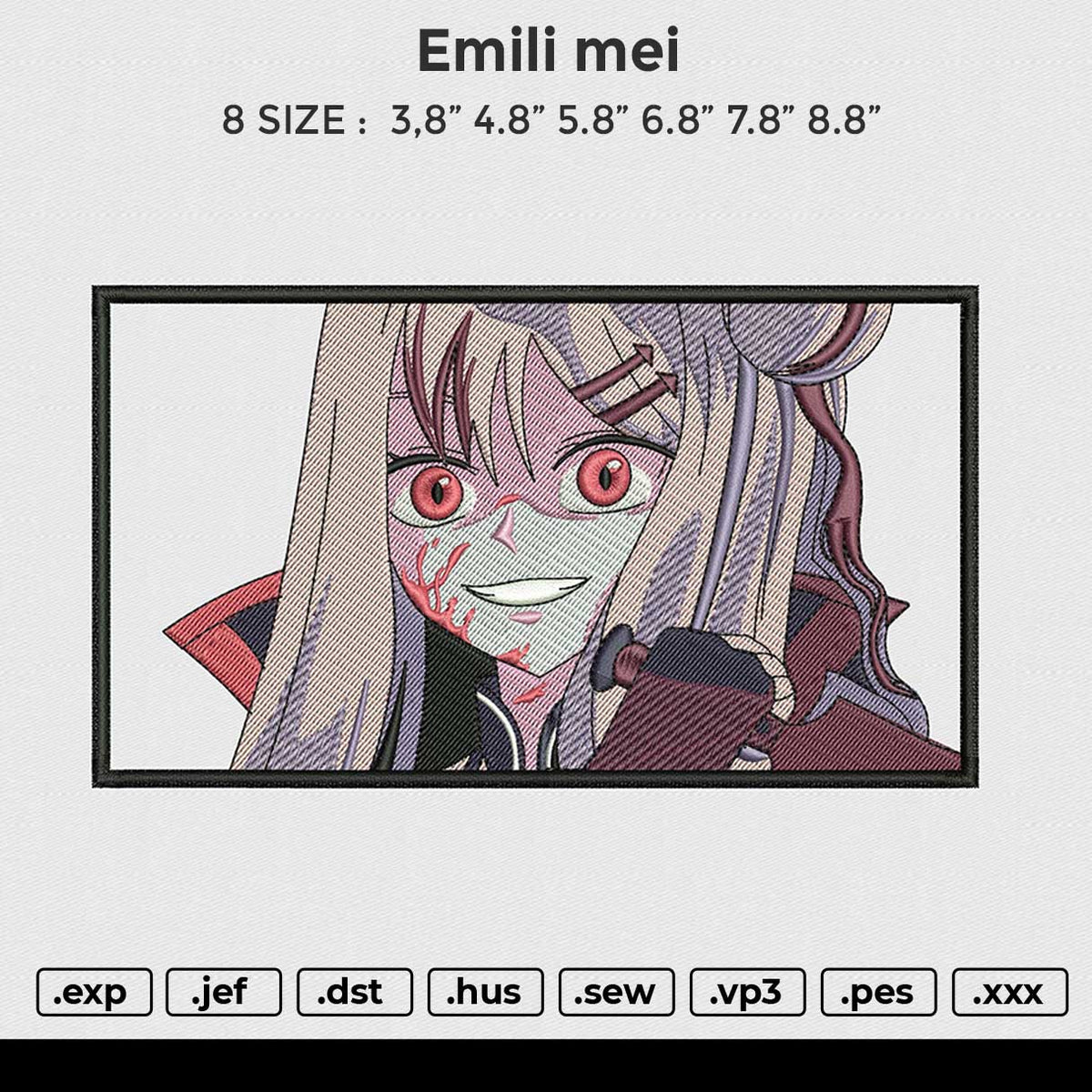 Emili mei Embroidery File 6 size