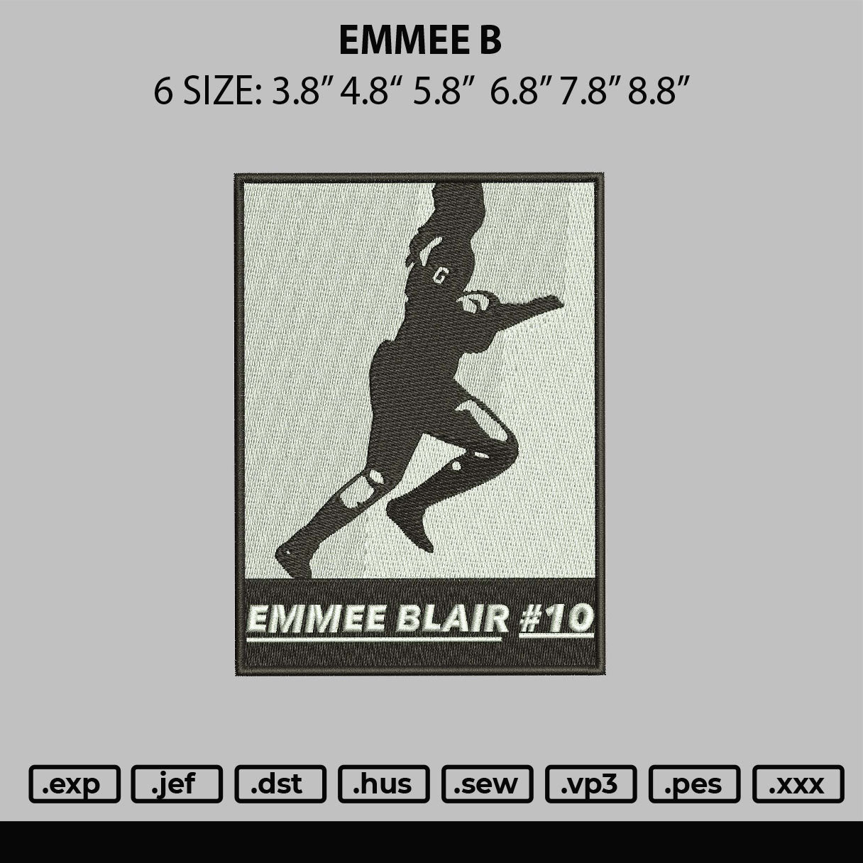Emmee B Embroidery File 6 sizes