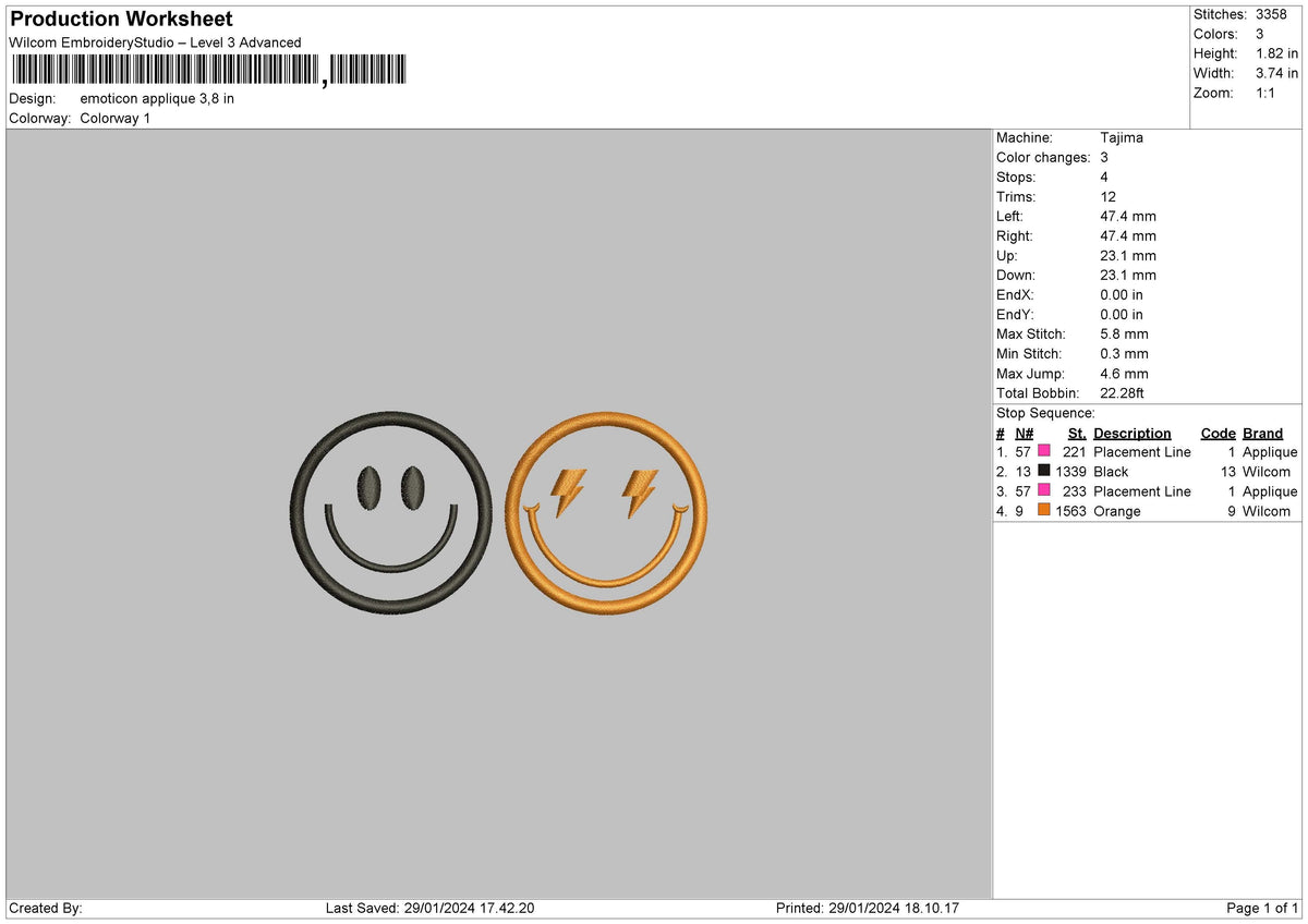 Emoticon Applique Embroidery File 6 sizes