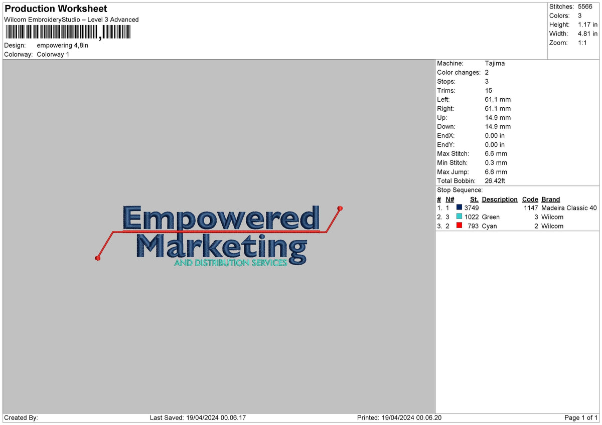Empoweringtext Embroidery File 6 sizes