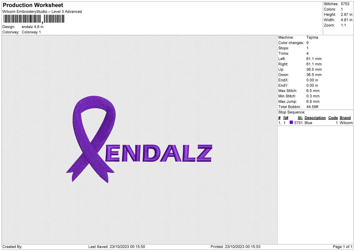 Endalz Embroidery File 6 size