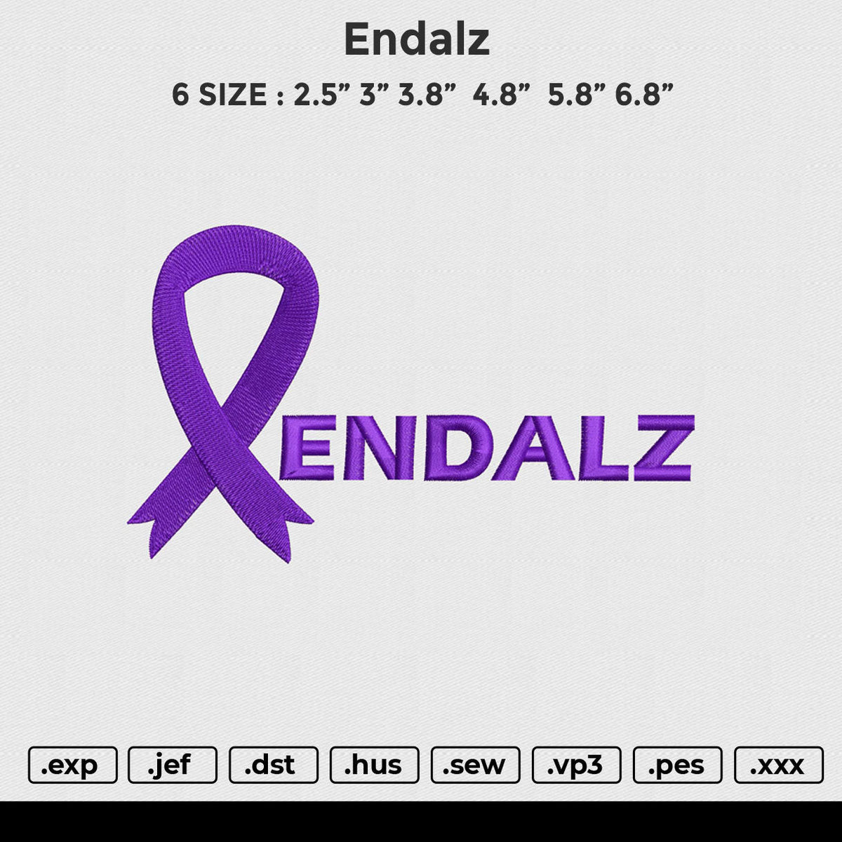Endalz Embroidery File 6 size