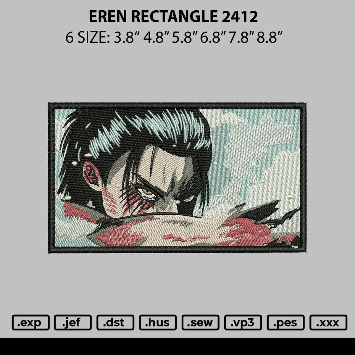 Eren Rectangle 2412 Embroidery File 6 sizes