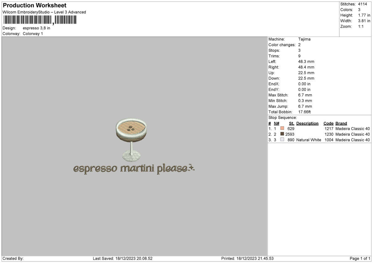 Coffee1812 Embroidery File 6 sizes