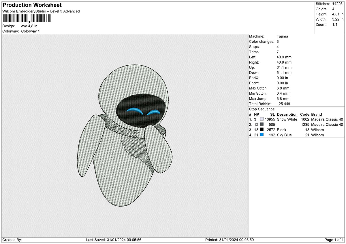 EVE Embroidery File 6 size