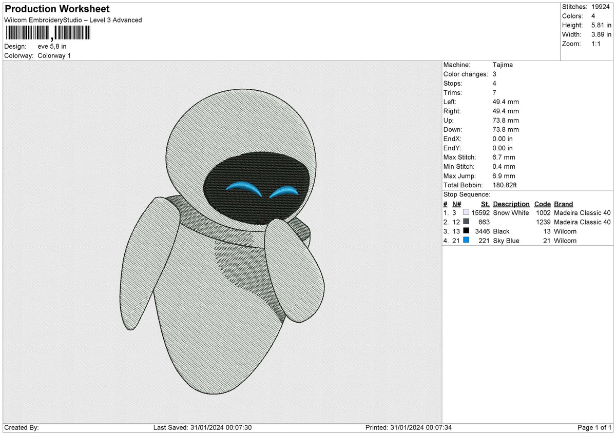 EVE Embroidery File 6 size