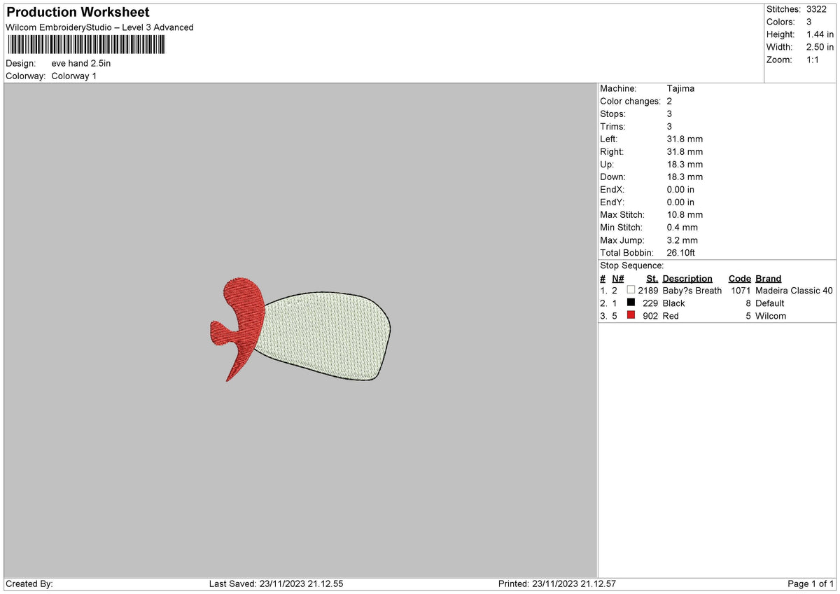 Evehand Embroidery File 6 sizes