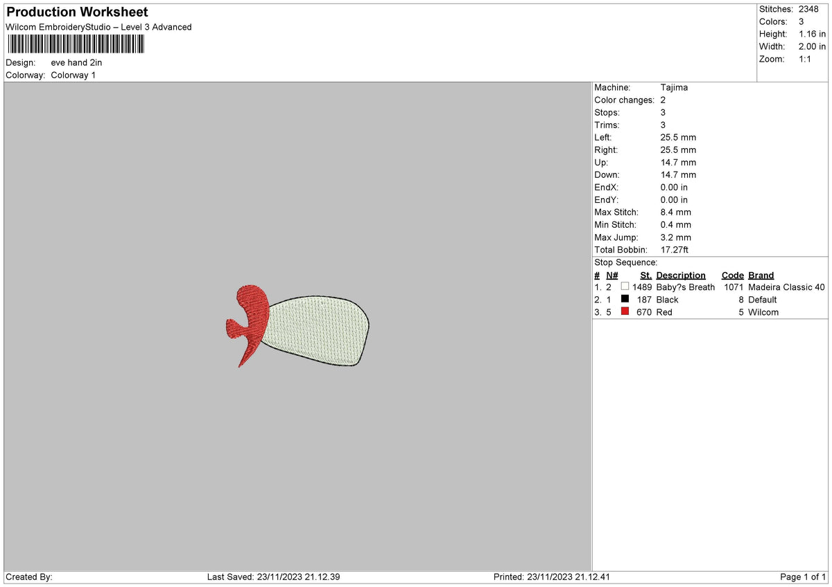 Evehand Embroidery File 6 sizes