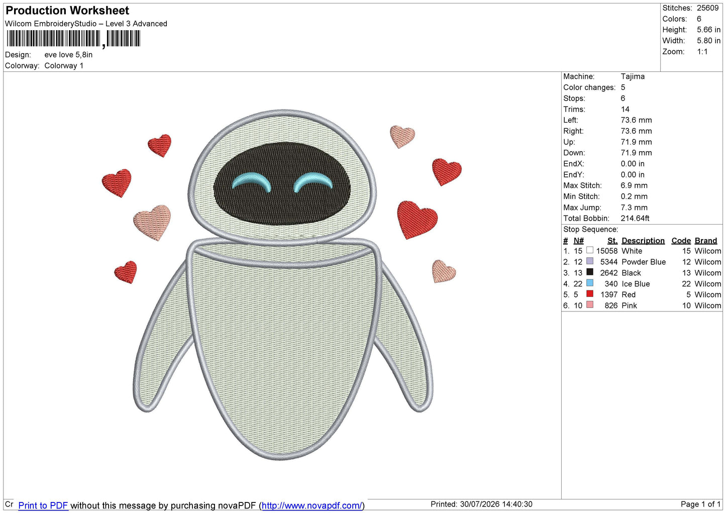 eve love300726 Embroidery File 6 size