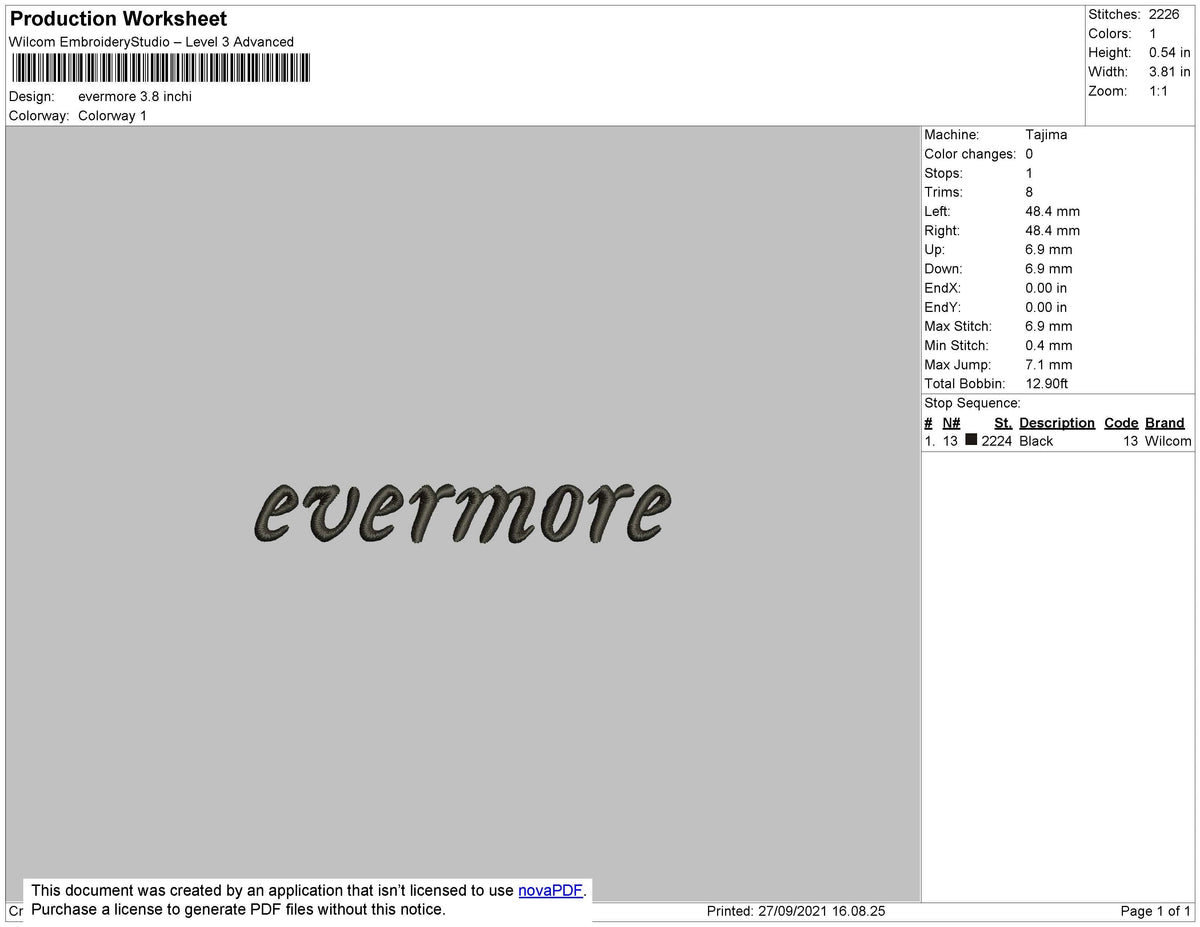 Evermore Embroidery File 4 size