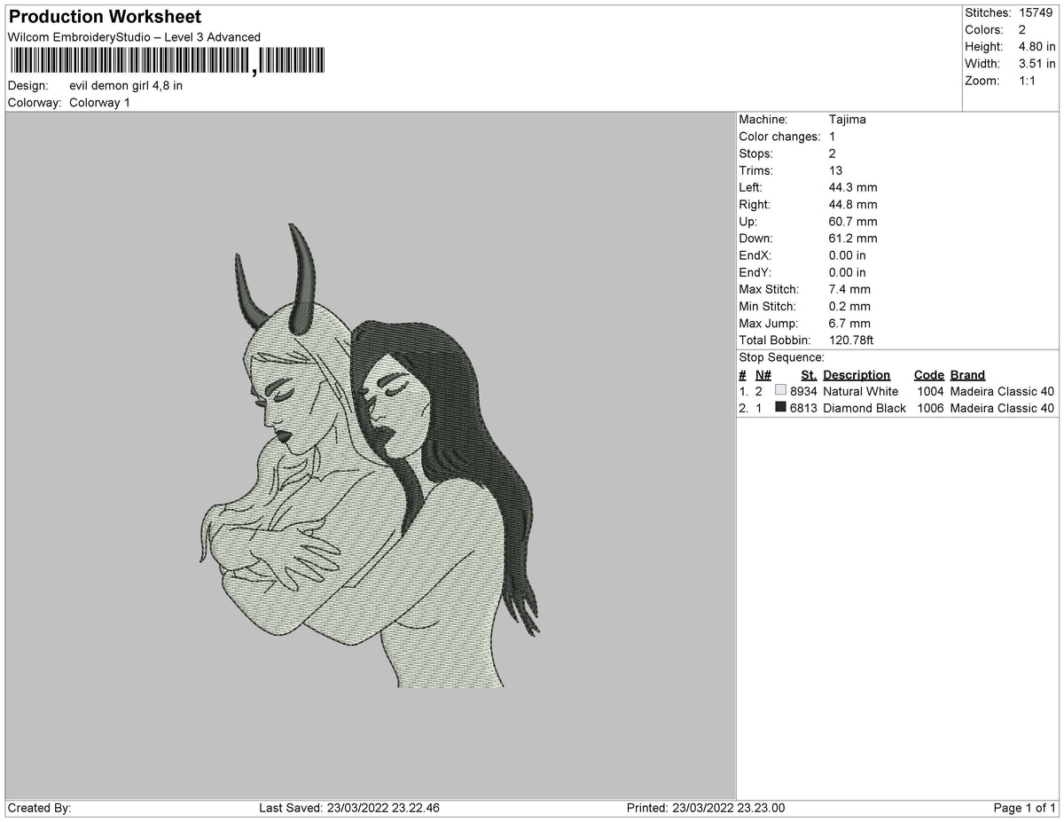 Evil Demon Girl Embroidery