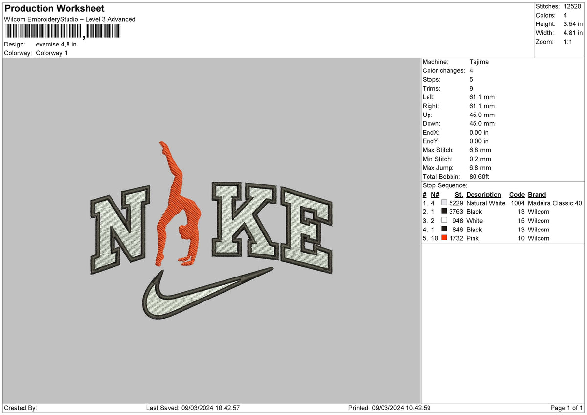 Nike Yoga Embroidery File 6 sizes