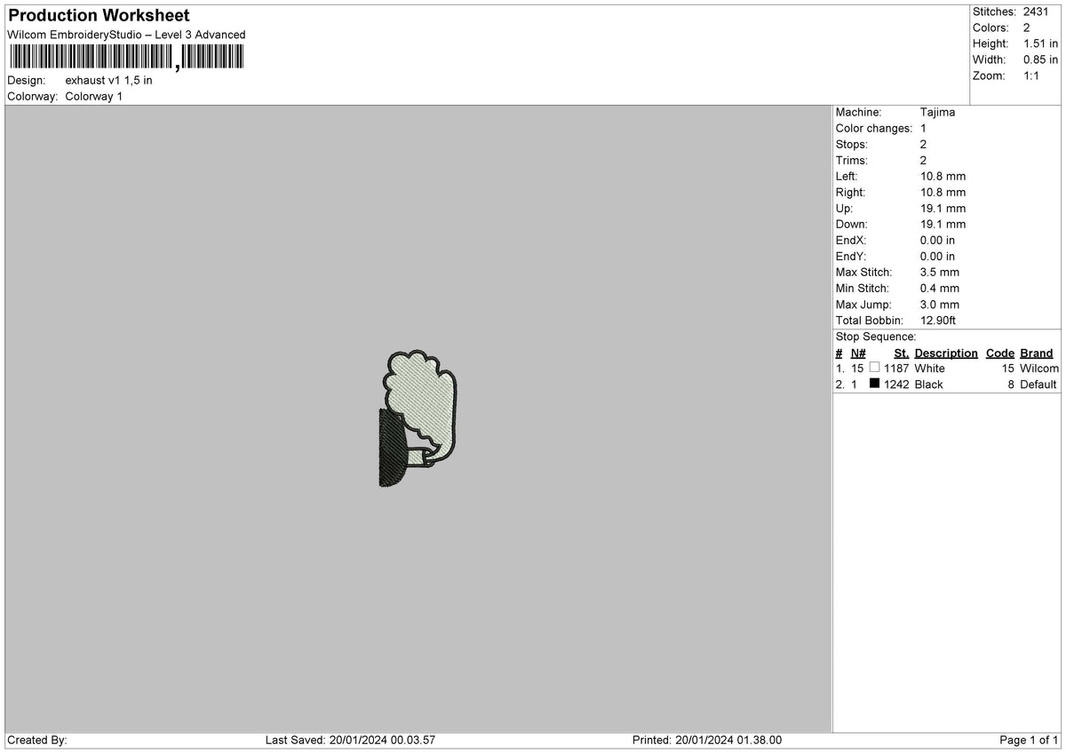 Exhaust01 Embroidery File 6 sizes