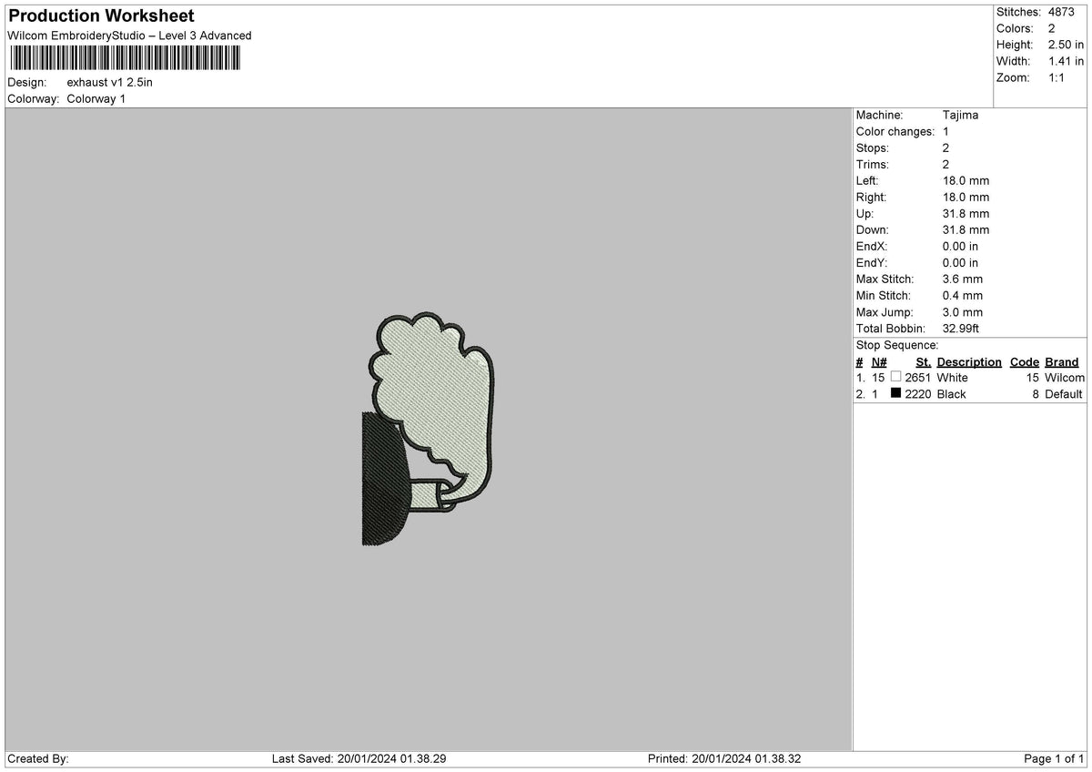 Exhaust01 Embroidery File 6 sizes
